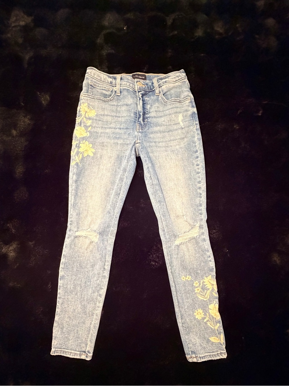 Lucky Brand Light Blue Skinny Jeans with Floral Embroidery 6/28A